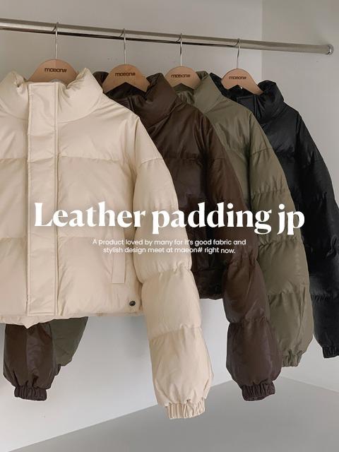 [4color/웰론패딩] 모크 코팅 레더 패딩 (44~66) (무광레더패딩-가죽패딩-패딩점퍼-하이넥패딩-크롭패딩-숏패딩-루즈핏패딩-코팅레더패딩-웰론패딩)