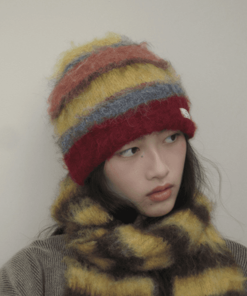 STRIPE SHAGGY BEANIE - 5 colors