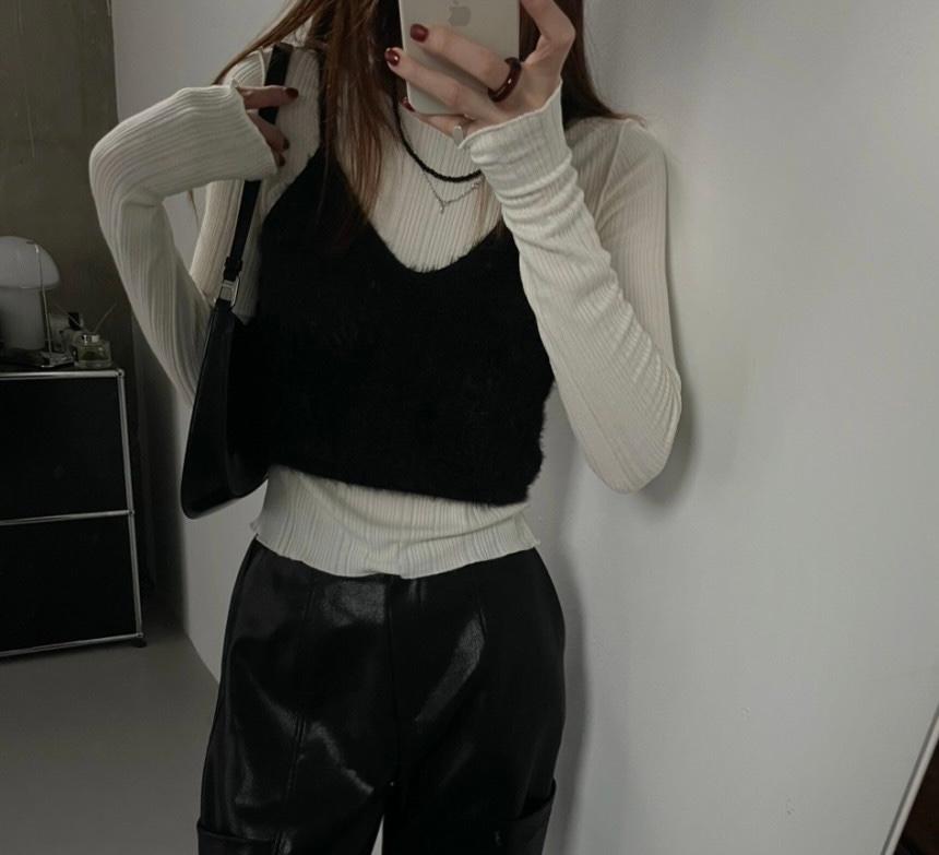 (당일) fl 플라워 리즈 니팅 뷔스티에 탑