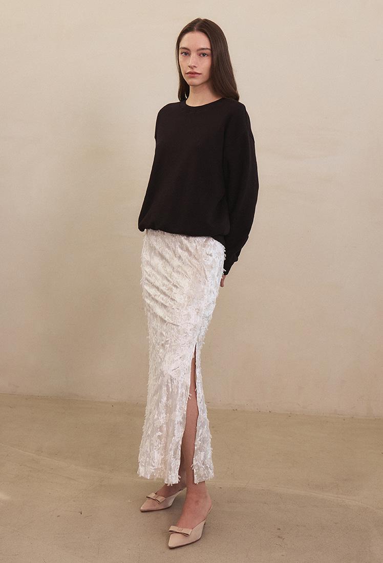 Amelia Velvet Skirt (Ivory)