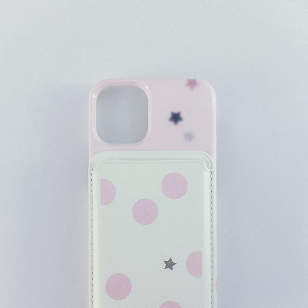 dot & star magsafe card holder (pink)