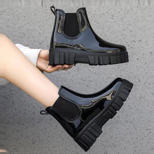 여성 3컬러 5cm 사이드 밴딩 패션 레인부츠 장화