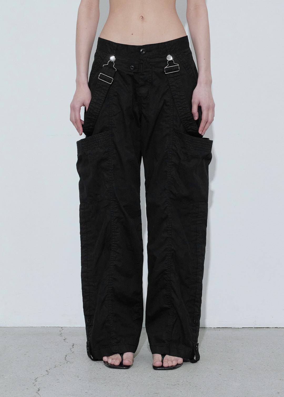 OVERALLS CARGO PANTS, BLACK