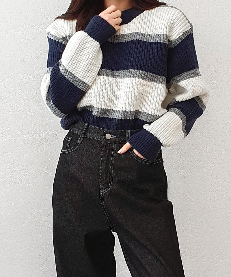 하찌 스트라이프 니트 (2color)