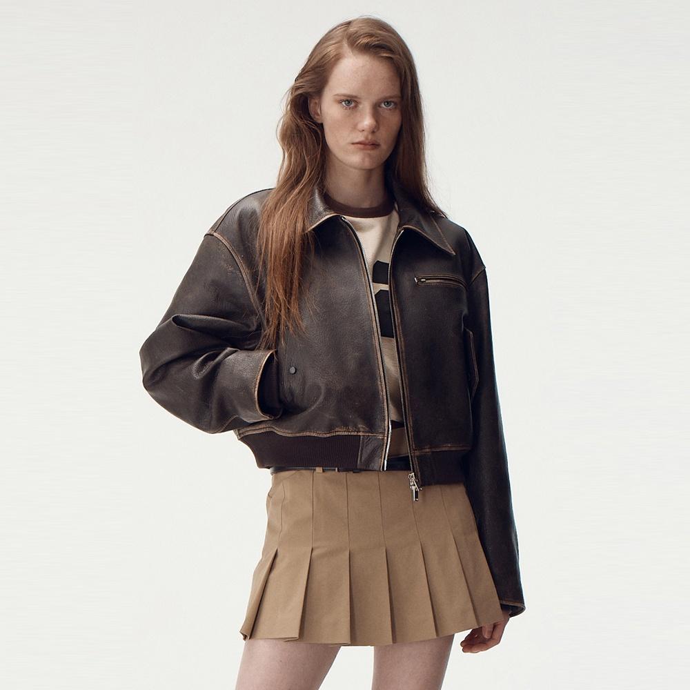 Vintage Leather Jumper, Dark Brown