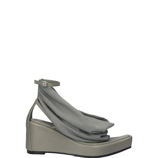 DRAPED LEATHER WEDGE SANDALS 02 BEIGE GRAY