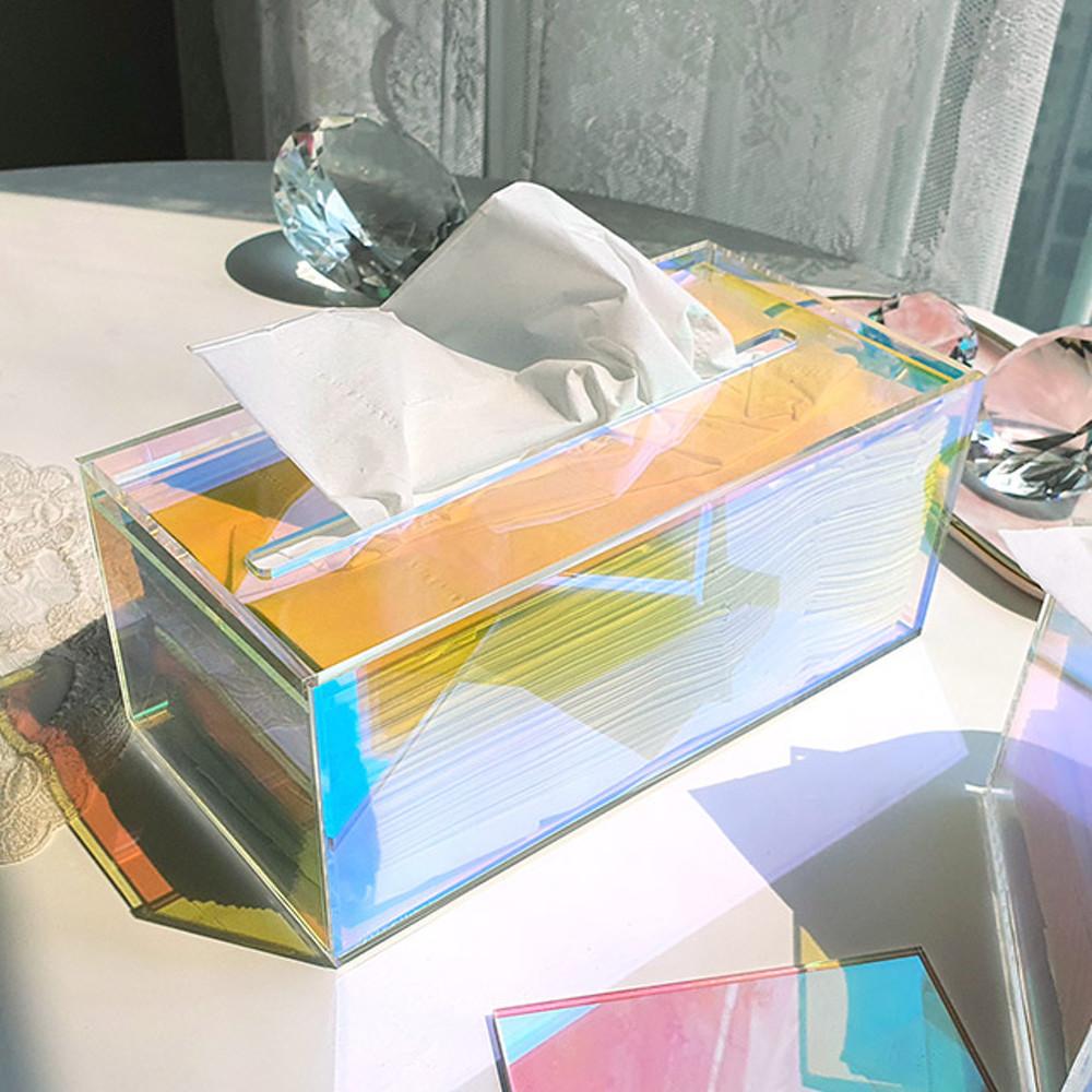 아는친구네 아크릴 각티슈 케이스 직사각 홀로그램 자동으로 눌러주는 플라스틱 휴지곽