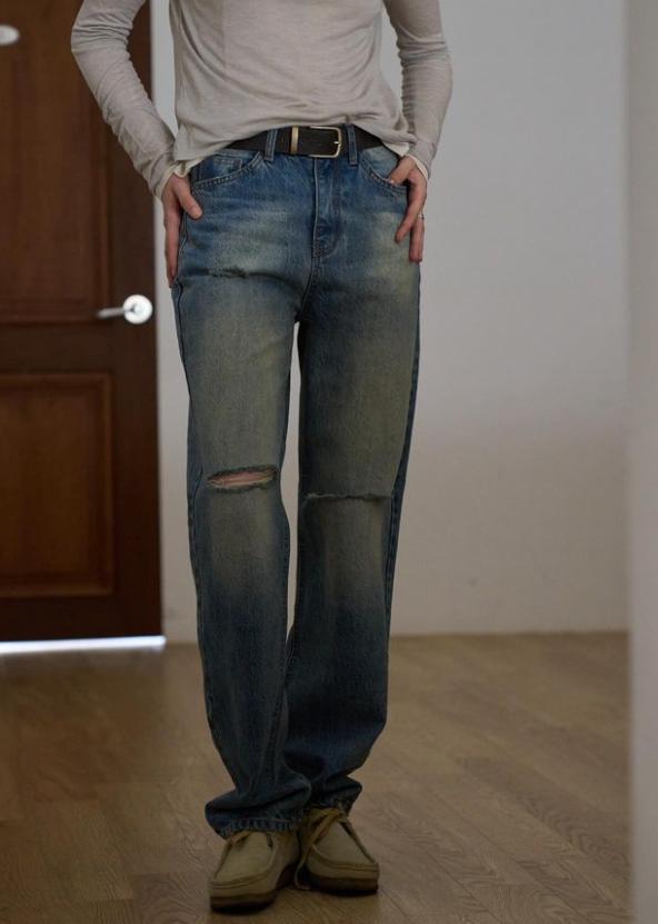 23fw bib 바질인보틀 세컨드 데님 찢청