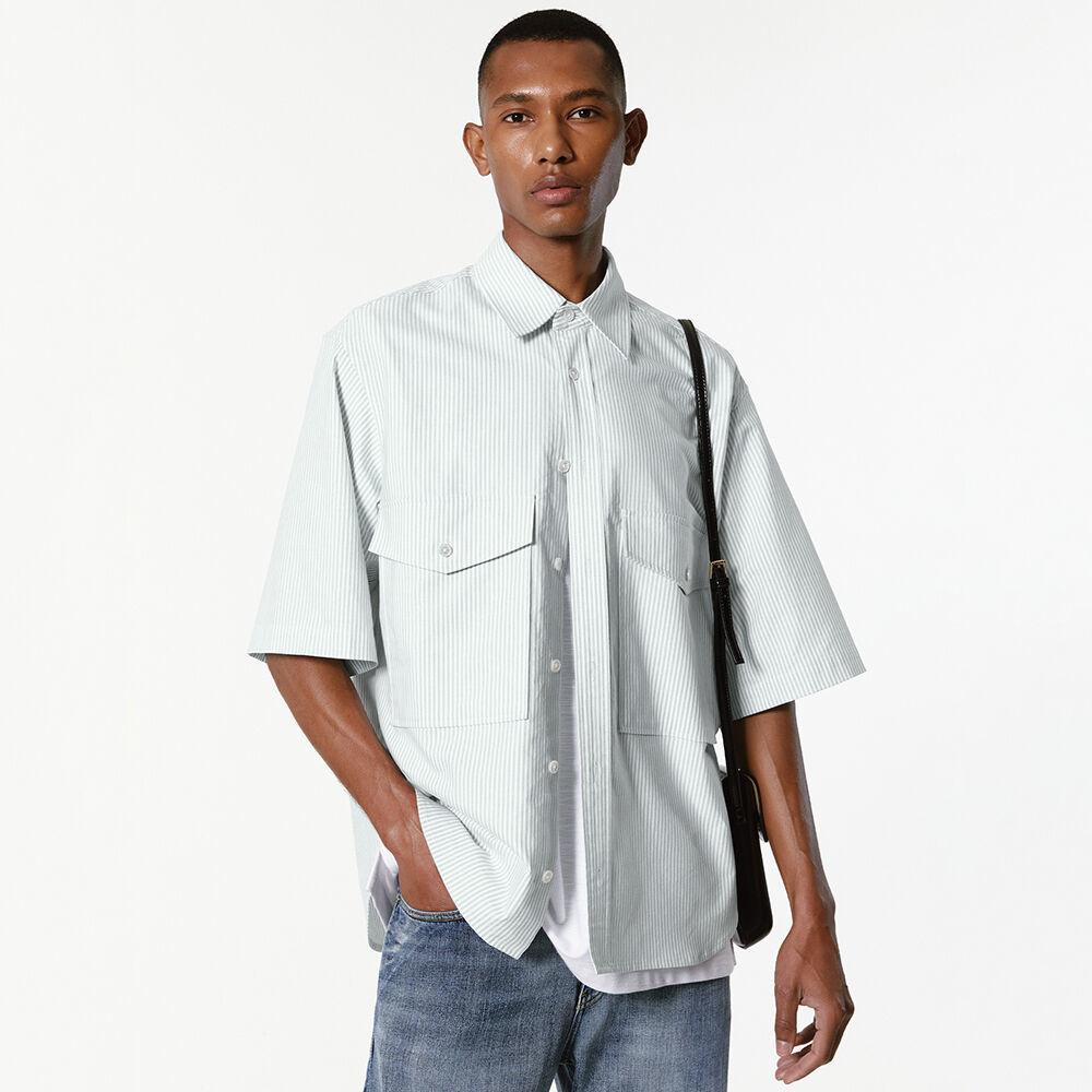 라이트옐로우그린 오버핏 옥스퍼드 반팔셔츠 (JNSH3C805L1)