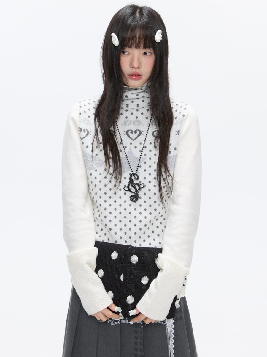 BETWEENAND Angel Wing Polka Dot Sweater