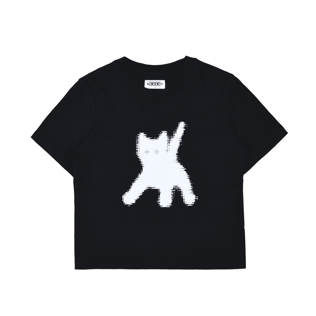 [즉시발송] FLASHED CATS EYE CROP T-SHIRTS [Black]