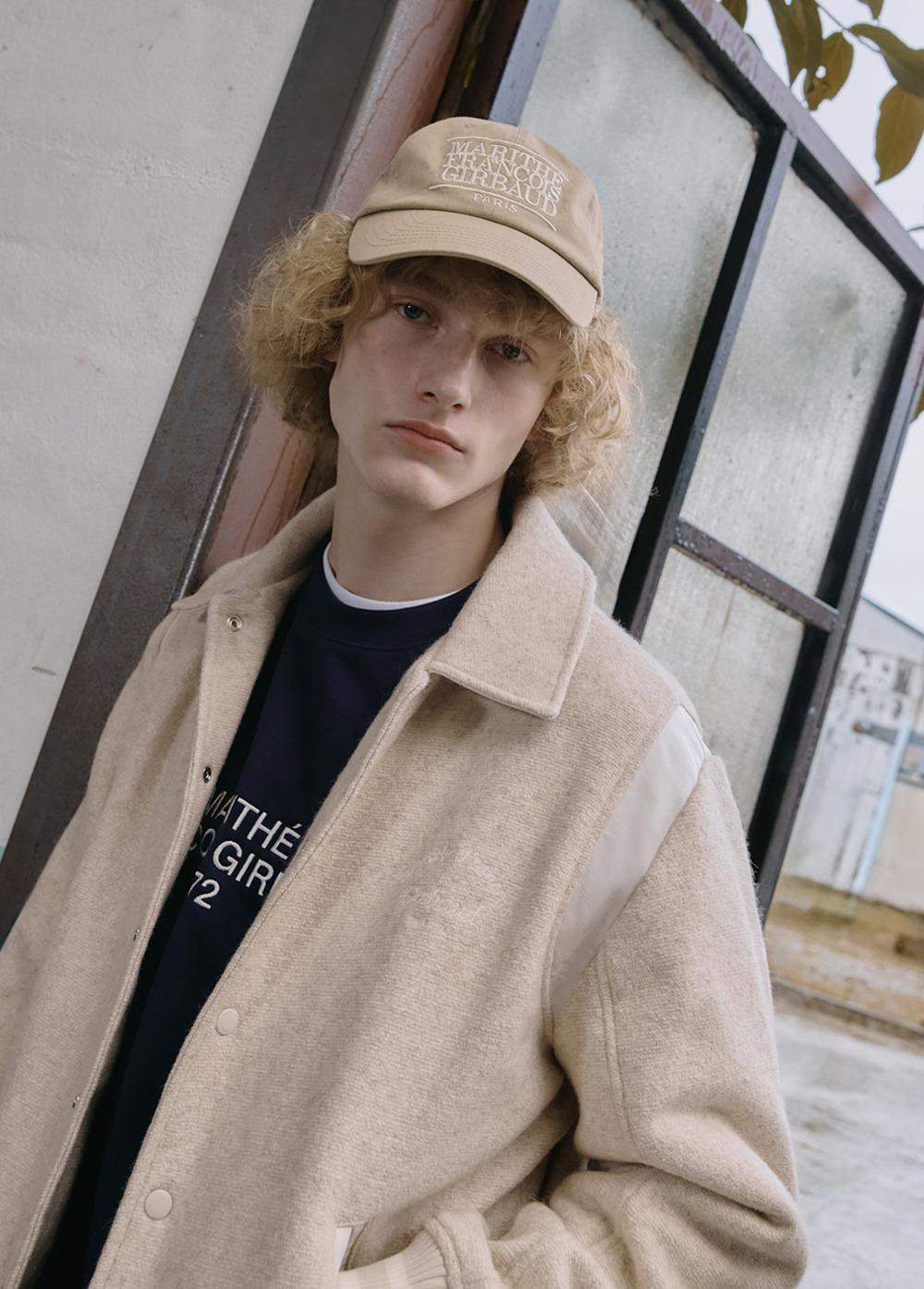 WOOL BLENDED VARSITY JACKET oatmeal