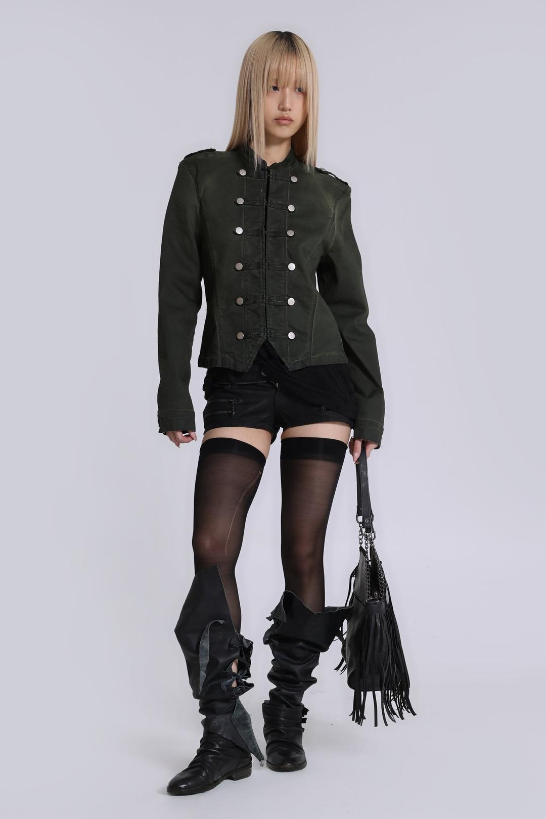 Rebel Military Jacket in Khaki - S / Khaki