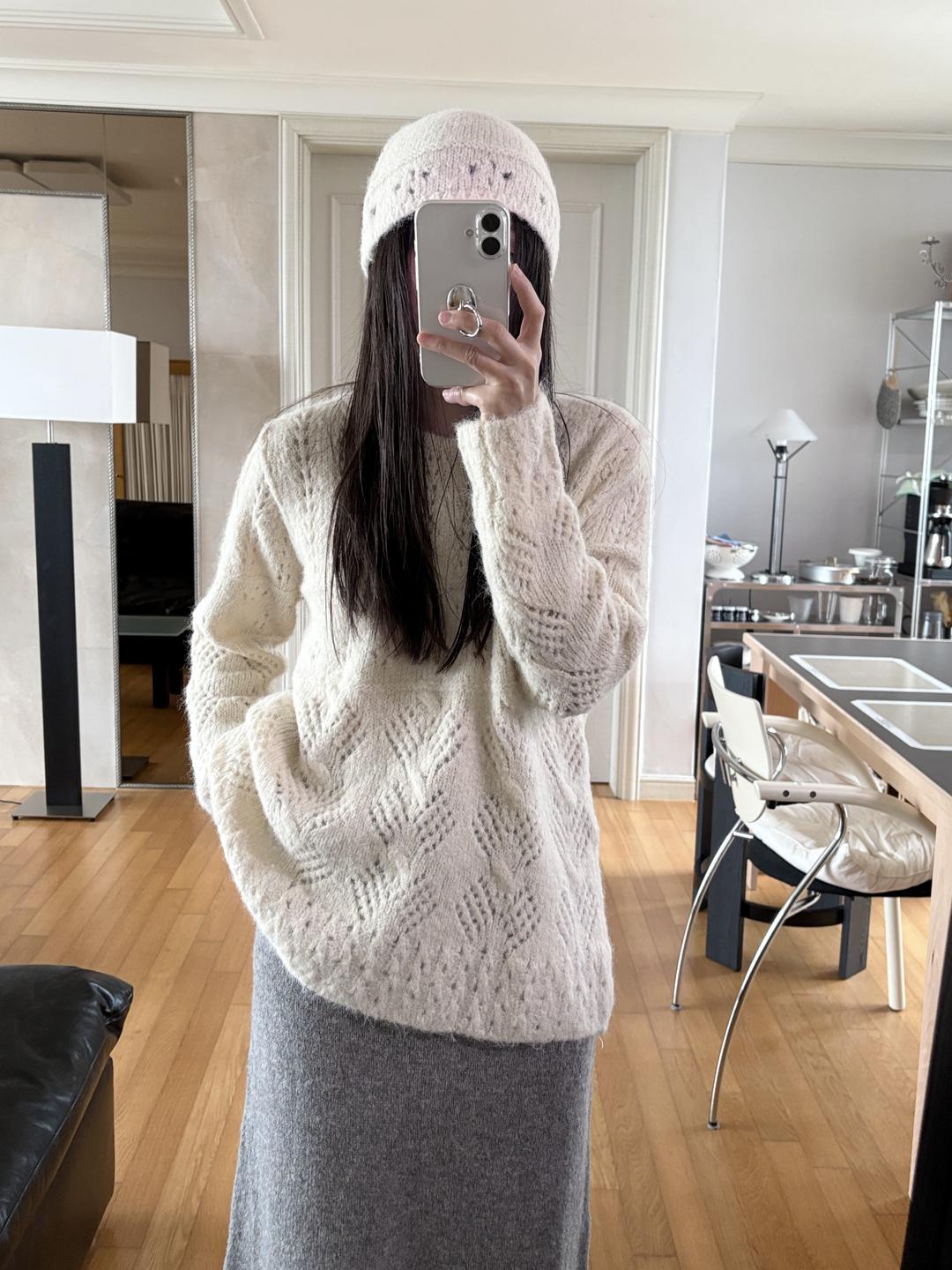 (+비니세트) Scaccia knit with beanie set