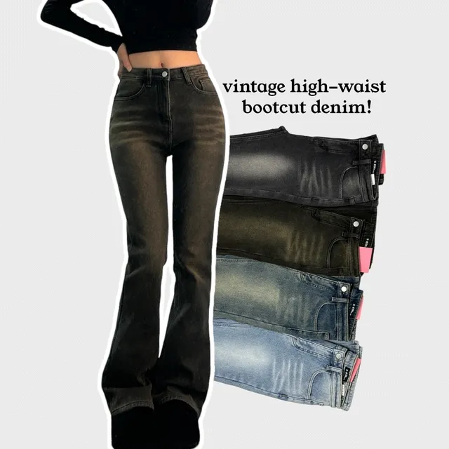 융털안감🔥[숏,롱][S~XL] vintage high-waist bootcut denim! 4col