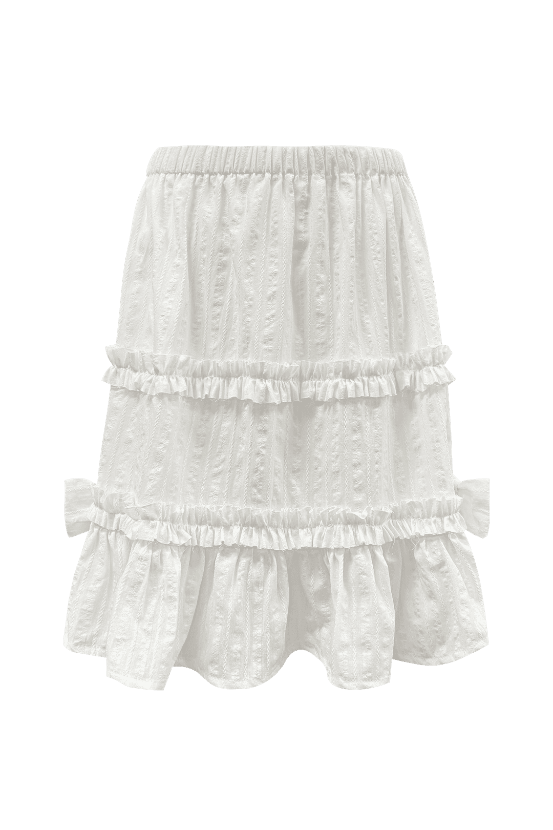 [07.16 순차출고] BOW SHIRRING SKIRT (IVORY)