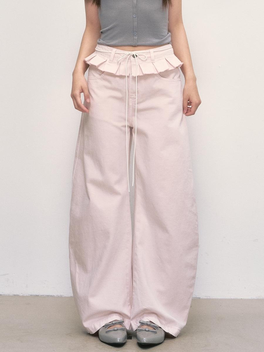 Weekendhub Pink Pleats Curtain Pants