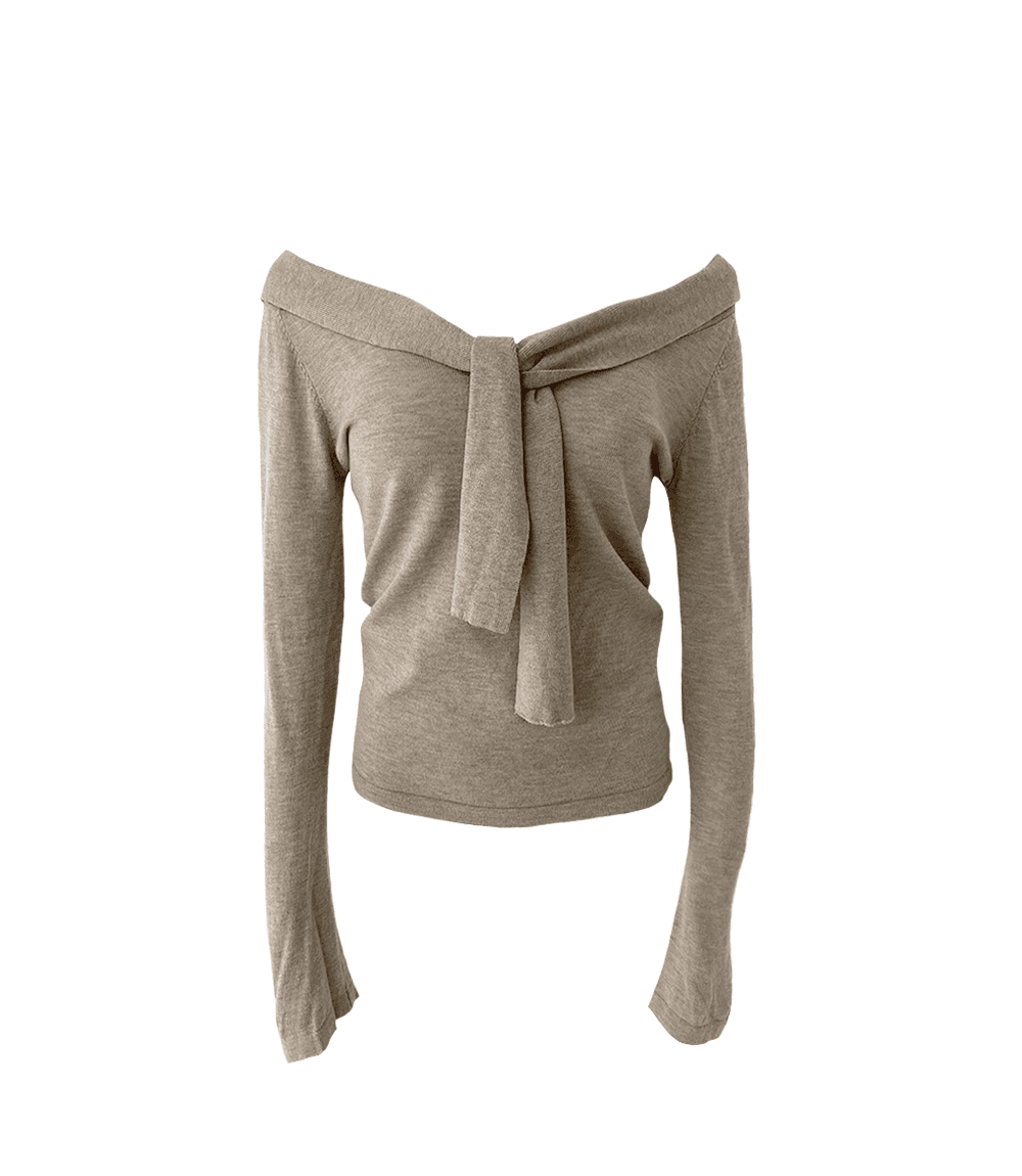 스큅 [오프숄더No.1😘]Selly off shoulder knitted T (2colors)