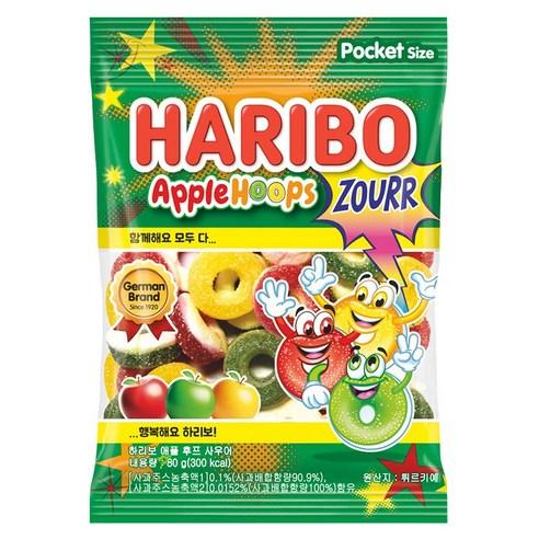 하리보 애플 후프 사우어 사과맛 젤리, 80g, 1개 - 츄잉젤리 | 쿠팡