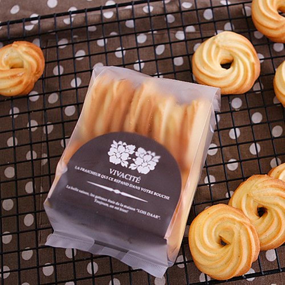 반투명 쿠키봉투세트 12매입 (M접이식 비닐봉투 종이받침) 베이킹 포장