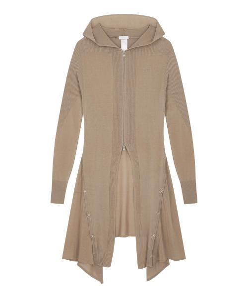 Detach Panel Knit Hoodie / Tan