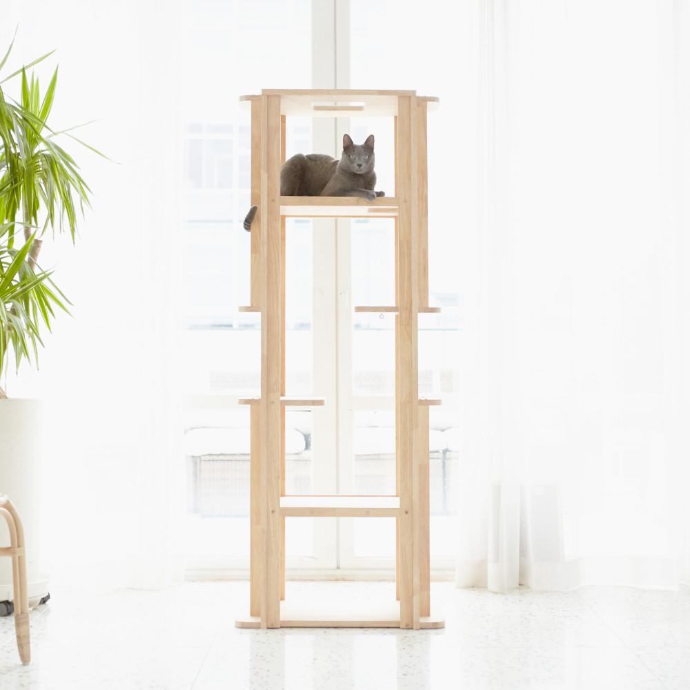호우디자인[NO조립, NO합판]고무나무 어디에나 원목 캣타워 가구같은 하임 원룸 공간활용