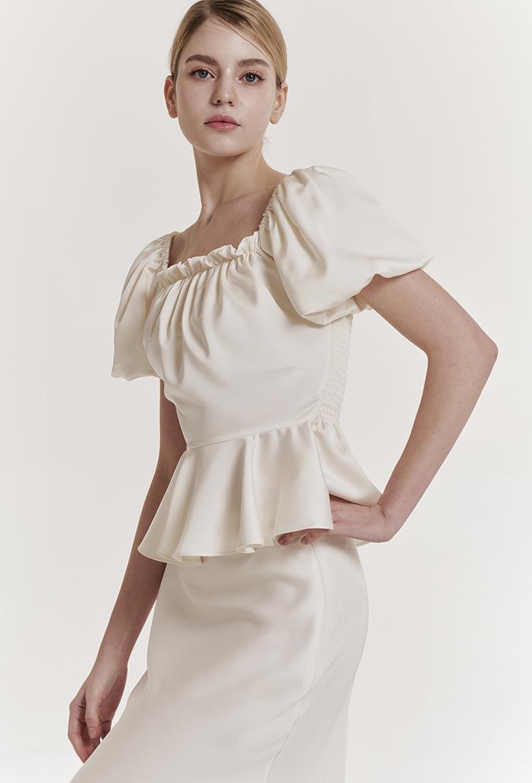 Bonita Satin Puff Top (Cream)
