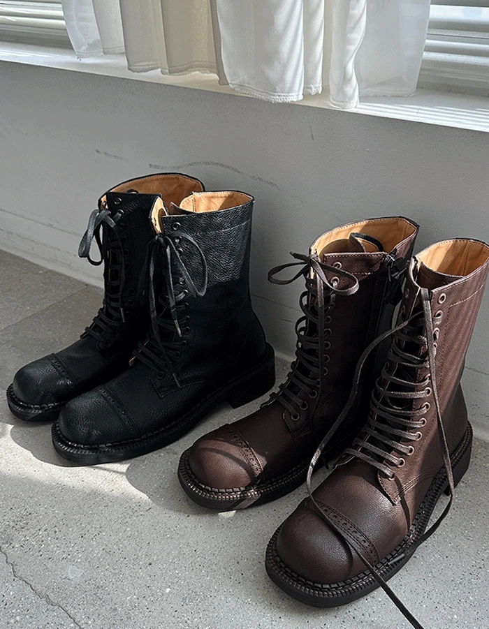Leather lace up boots