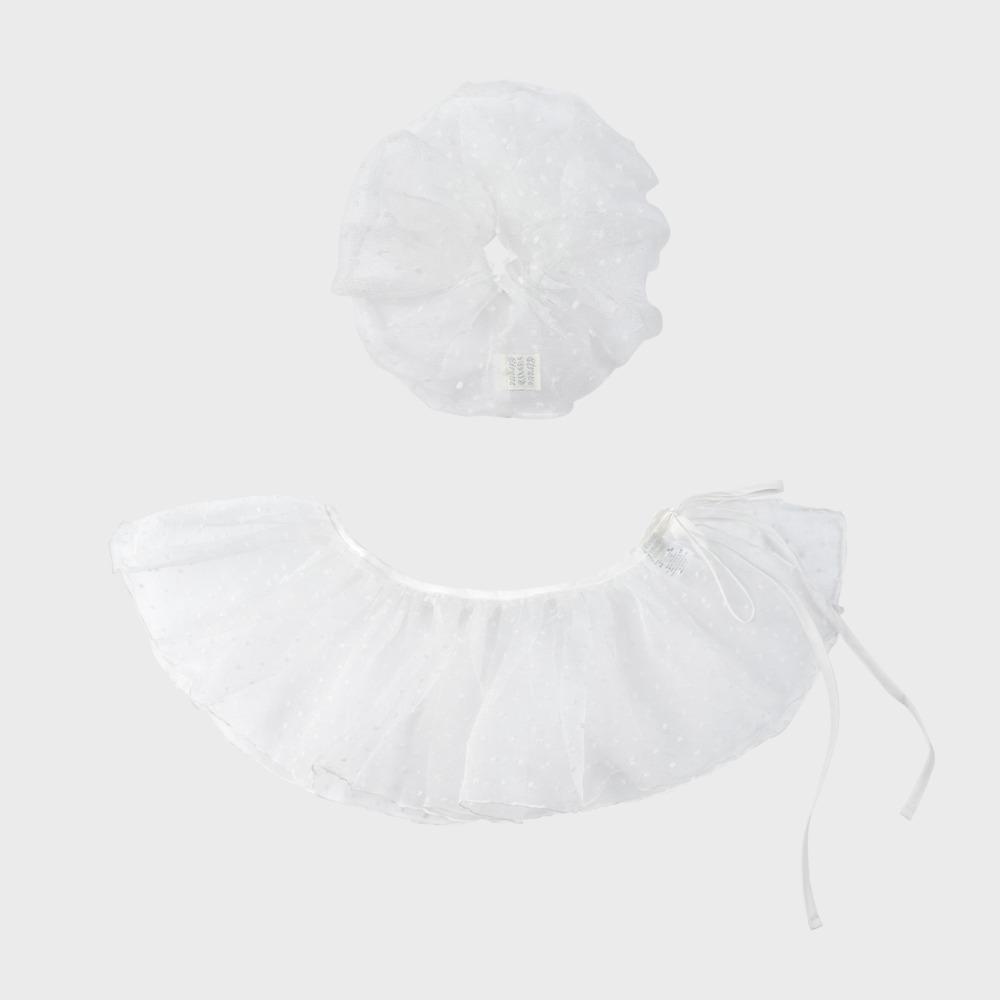 BUBBLE ORGANZA WRAP SKIRT SET (WHITE)