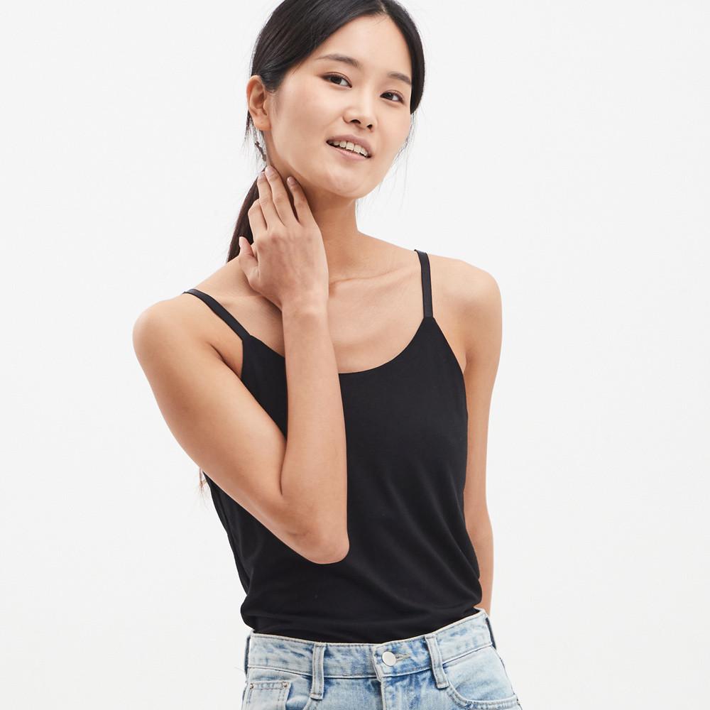 조임없고 편한 면 모달 코튼 자켓안에입는 안에입는 비침없는 긴 노브라 슬리브리스 끈나시