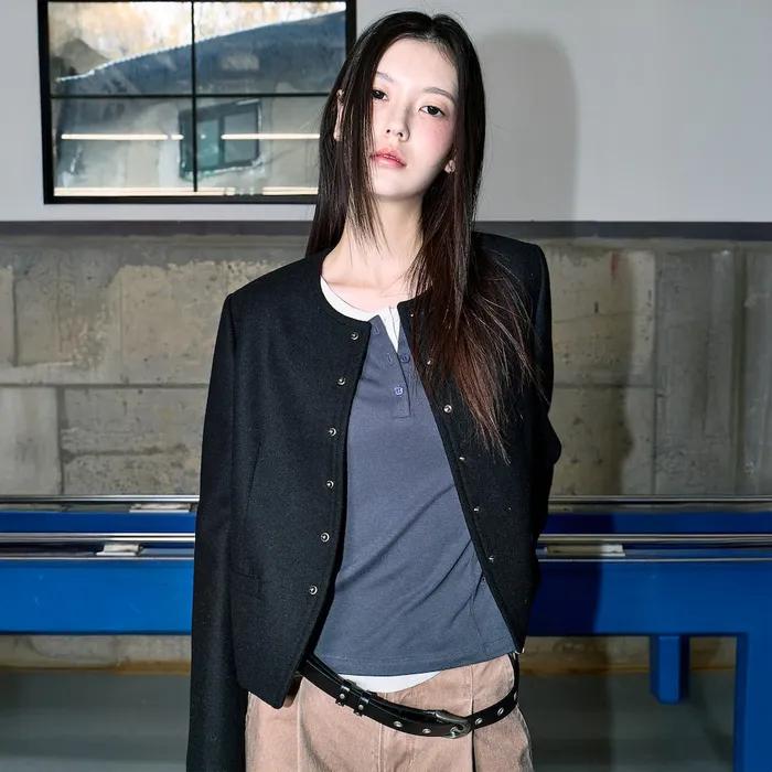 Button Point Short Jacket  Black (KE6111M055)