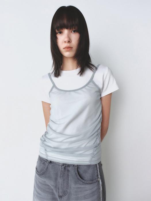 메쉬 레이어드 숏슬리브 WHITE
