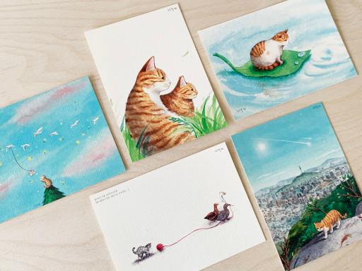 포근한 고양이 엽서 🍀_ 5종
