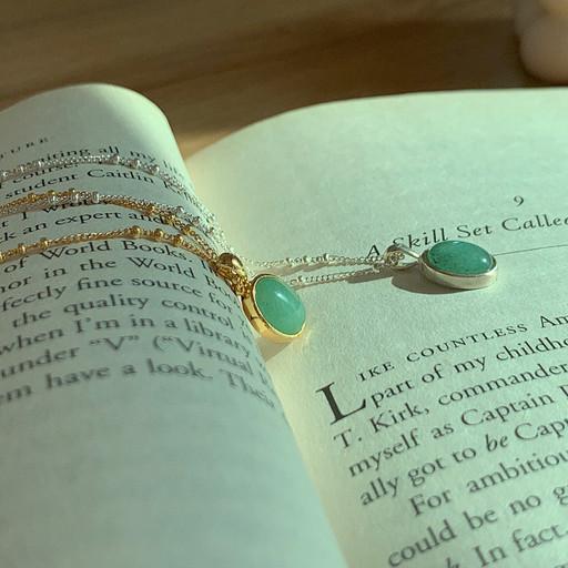 92.5실버 아벤츄린 원석 엔틱 목걸이✨