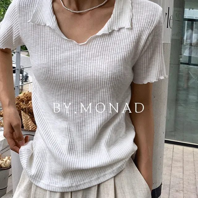 [문의폭주/재진행] 모던 날나리 골지 카라 반팔티 4color