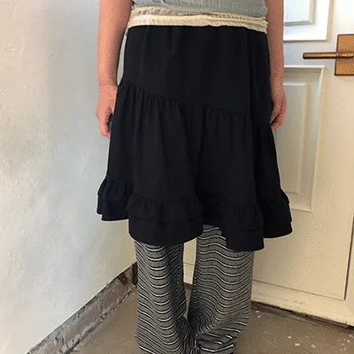 [미디기장/레이어드추천💘] house layered midi skirt