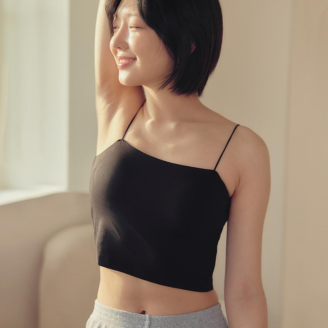 모달코튼 크롭 캡내장 브라탑나시 스트링