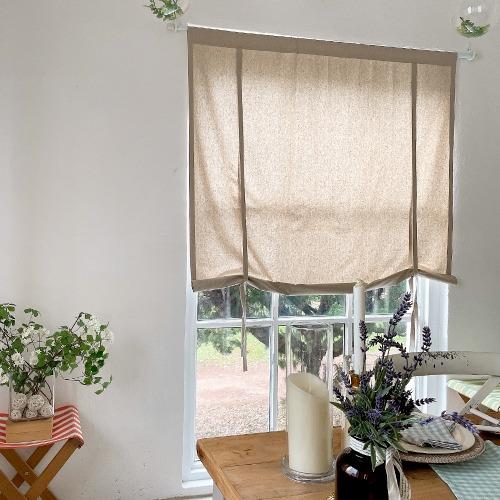 러프 린넨 오트밀 롤업 커튼  바란스