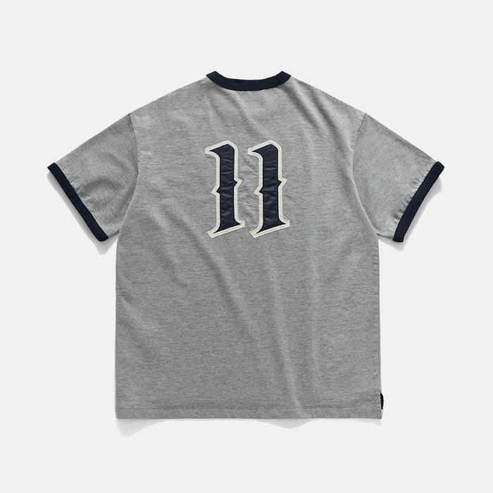 11 RINGER T-SHIRTS / MELANGE GREY & NAVY