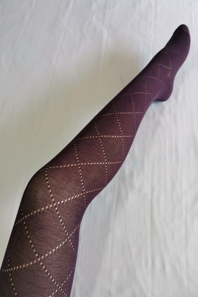 Deep purple argyle pattern stocking / 딥퍼플 아가일 패턴 스타킹 / 버건디 다이아몬드 스타킹