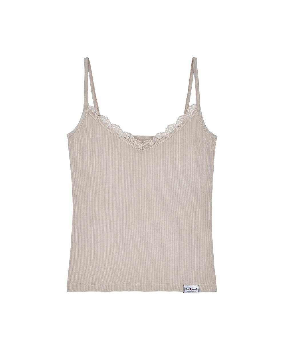 Lace Slim Sleeveless [Beige]