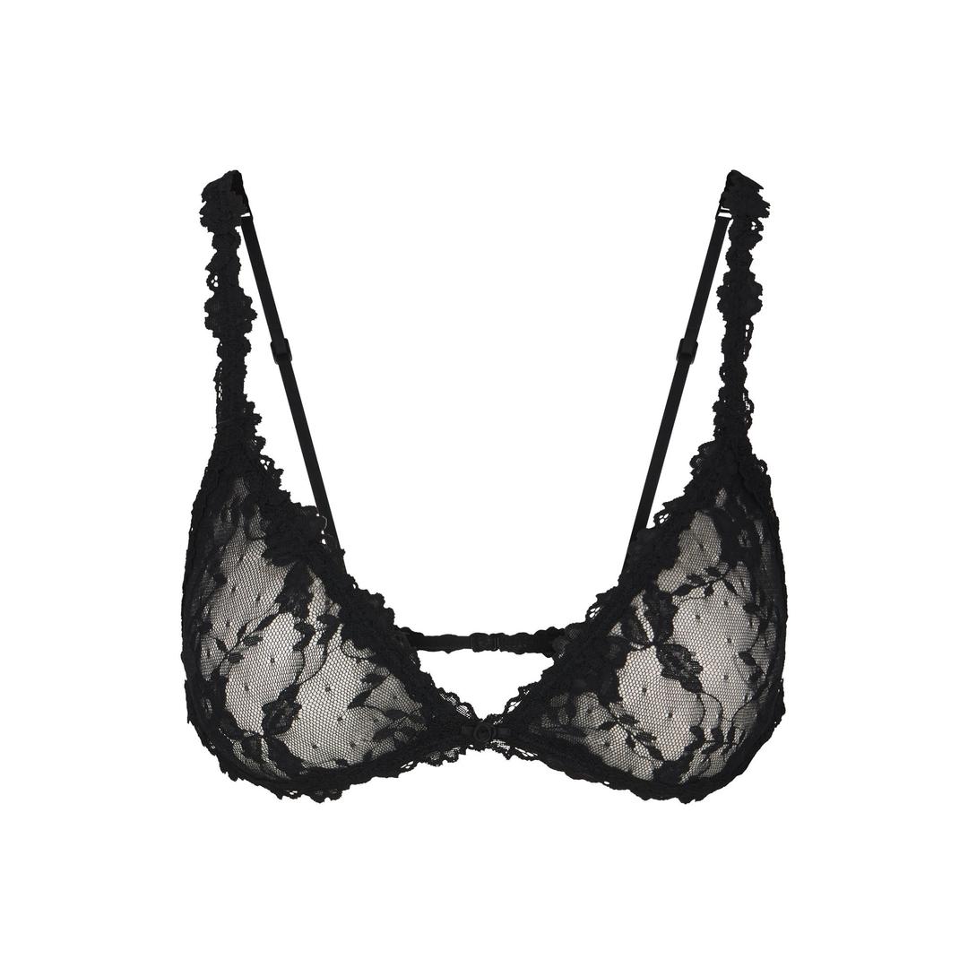 STRETCH LACE TRIANGLE BRALETTE | SOOT