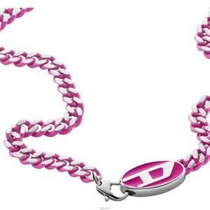 디젤 목걸이 DX1508 스테인레스 스틸 D 로고 넥클리스 실버 핑크 컬러 체인