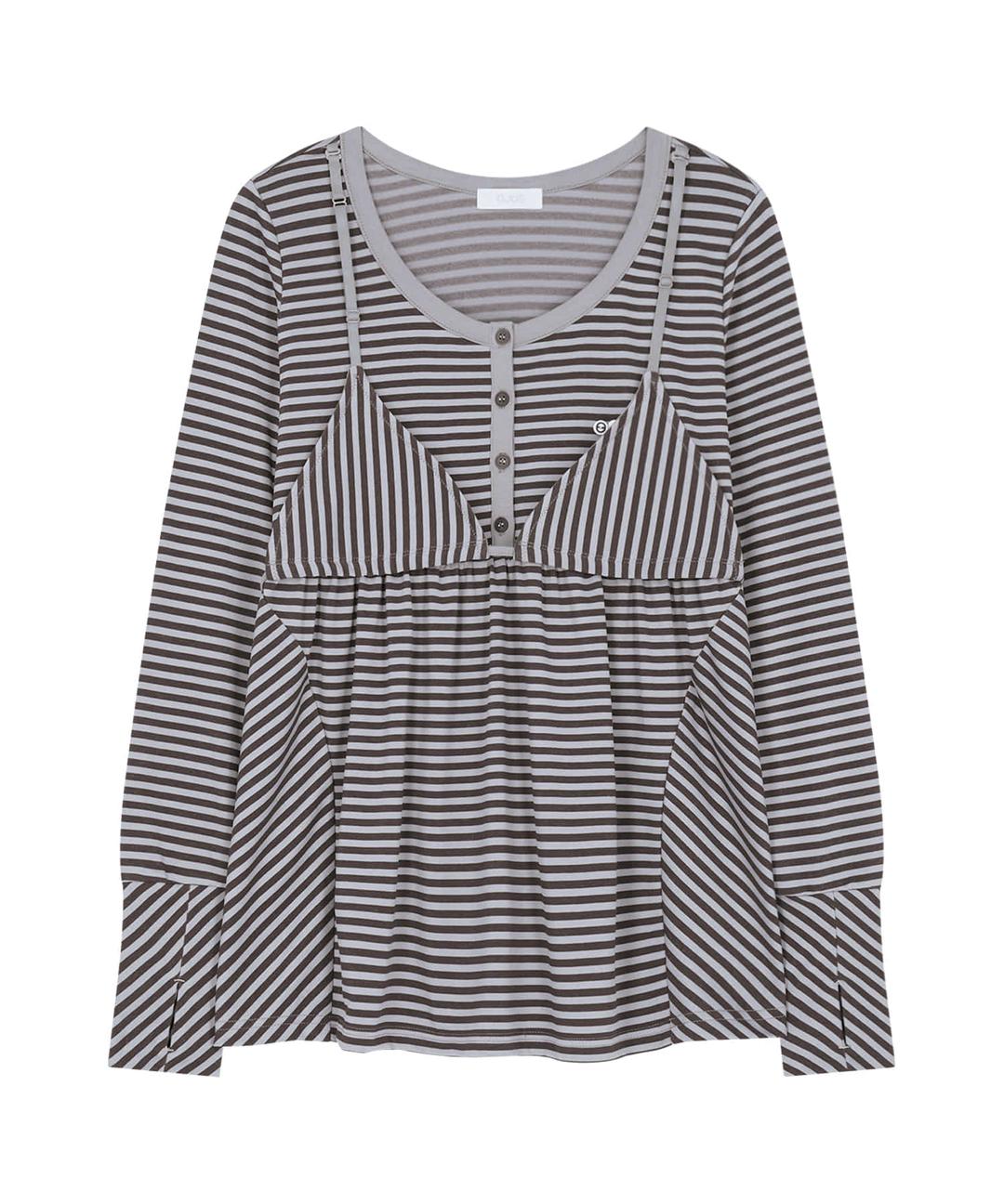 Layered Bra Flare Top / Stone Brown