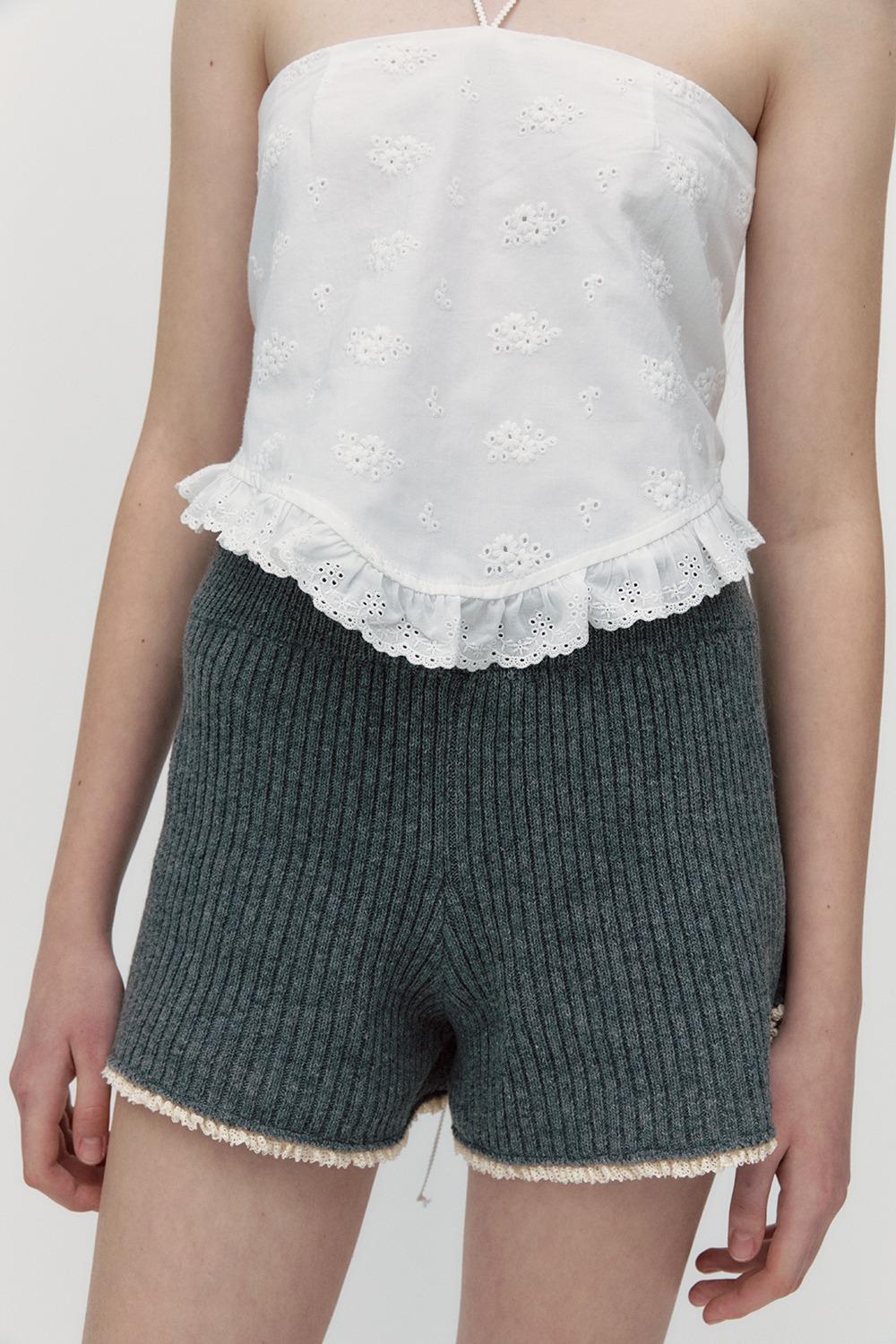 PETIT LACE KNIT PANTS [MELANGE GREY]