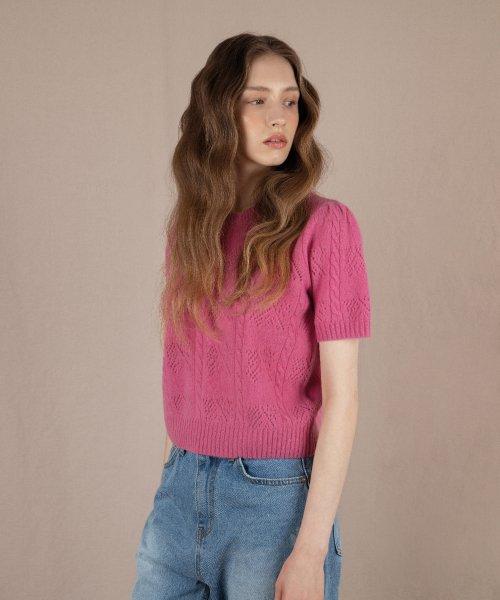 Amelia Wool Top Short Sleeve (Pink)