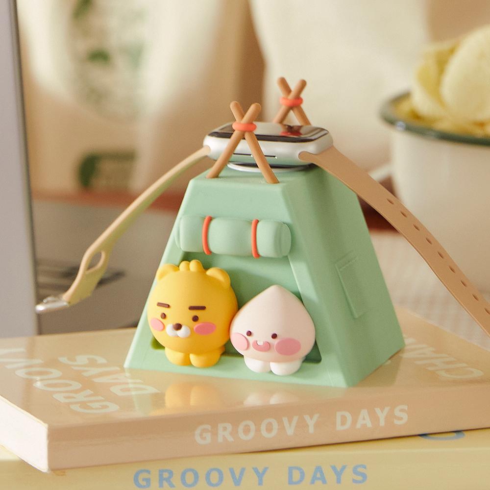 "감성 충전 타임" 캠핑애플워치 충전거치대_리틀라이언&리틀어피치