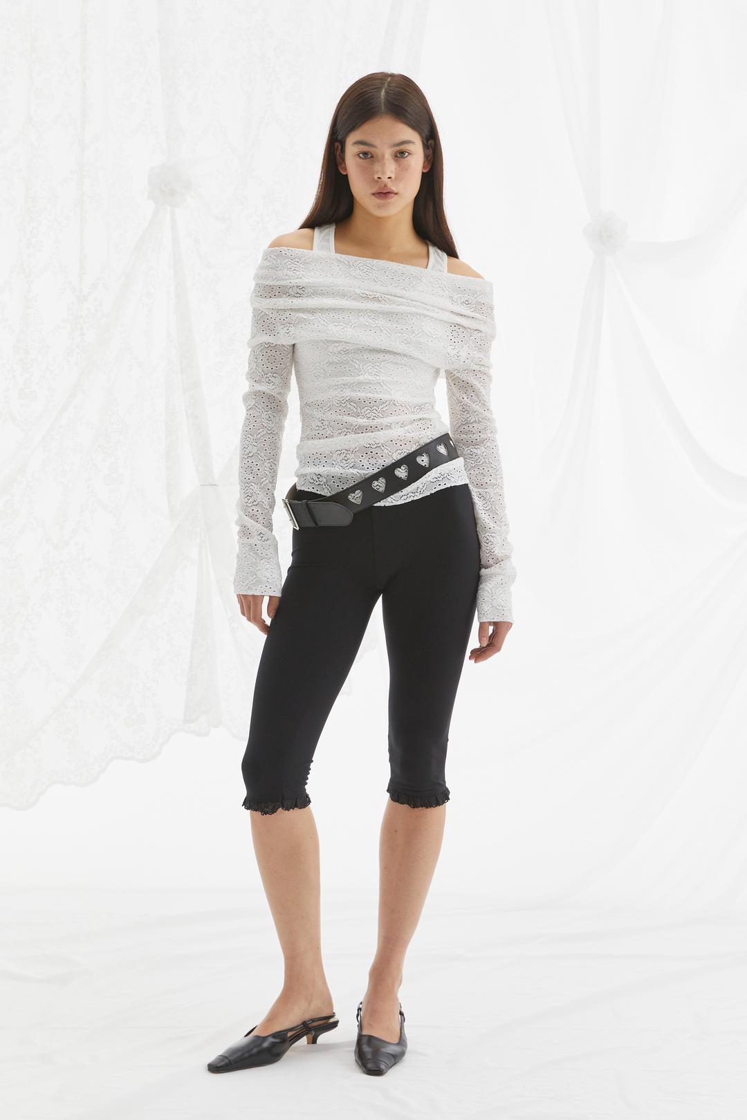 LACE LEGGINGS SHORTS / BLACK
