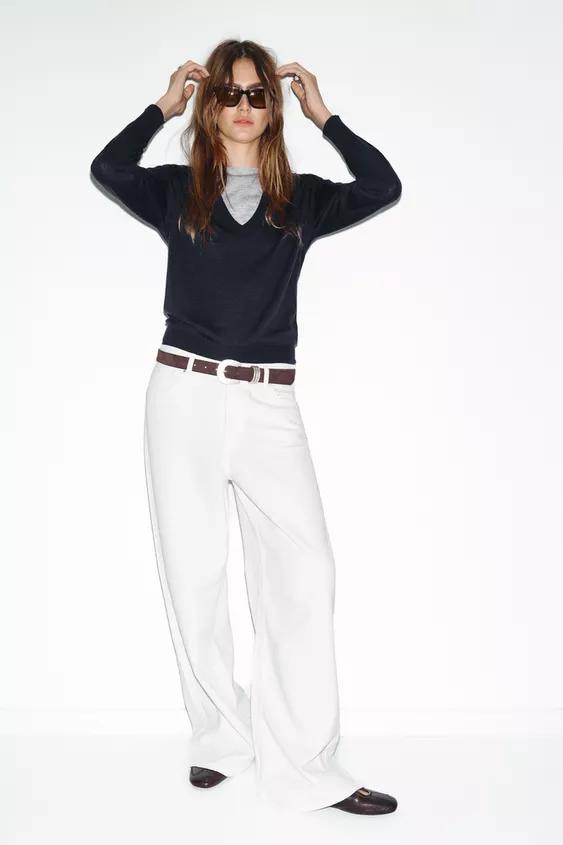 울 콤비 스웨터