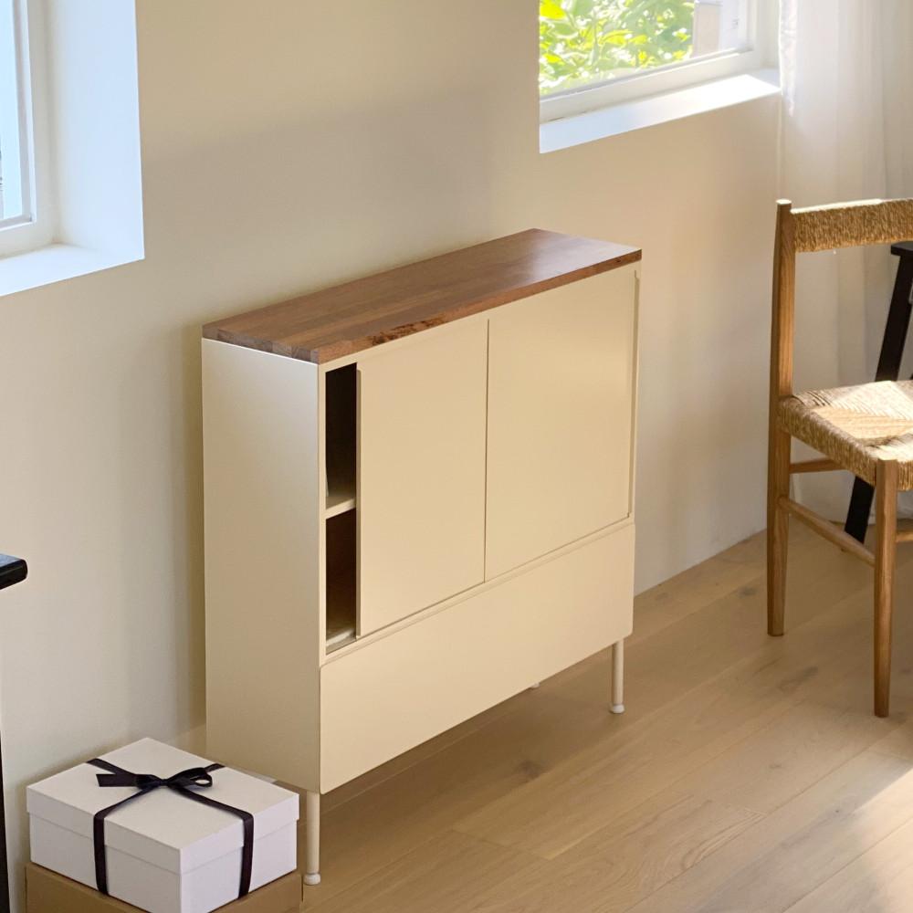 철제 슬림 콘솔 미닫이 수납장 (+서랍형)